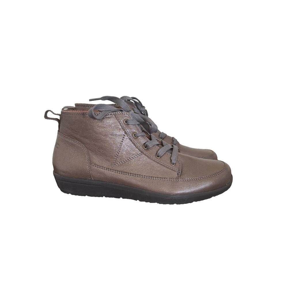 Vionic Shawna Metallic Leather High Top Sneakers Side Zip Womens 9 Comfort